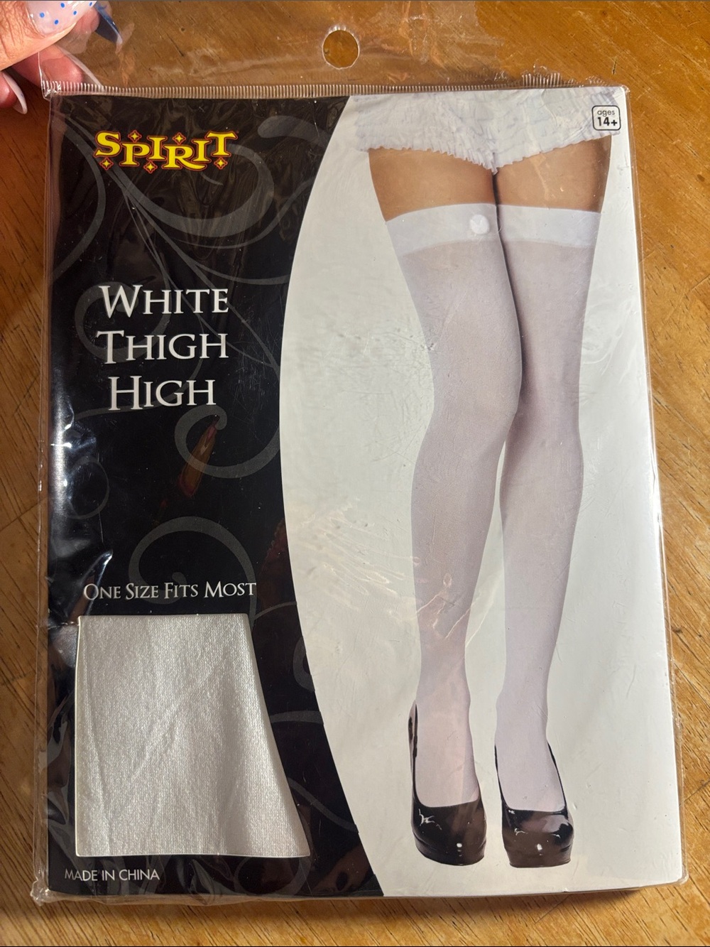 Spirit White Thigh High Socks